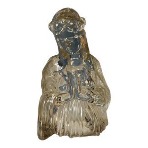 Vintage Clear Glass Praying Madonna Figurine – 6” Religious Decor – Virgin Mary